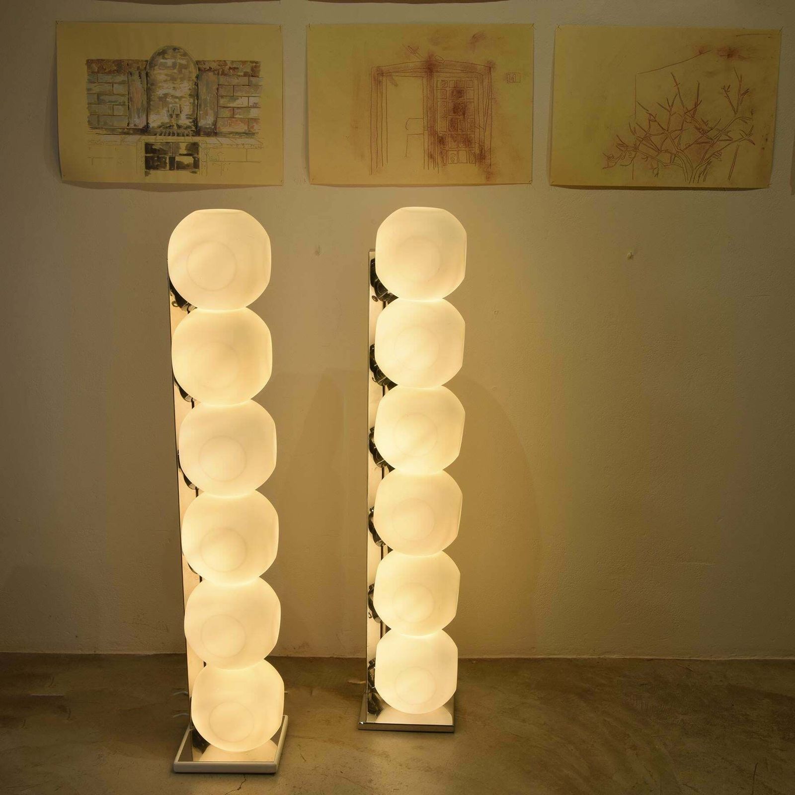 Set Of Two Italian Floor Lamps Space Age By Luci Mod. 440 photo for sale