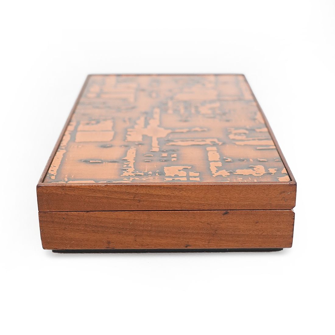 Wooden Box With Enameled Copper Lid, 1960s photo 210.0