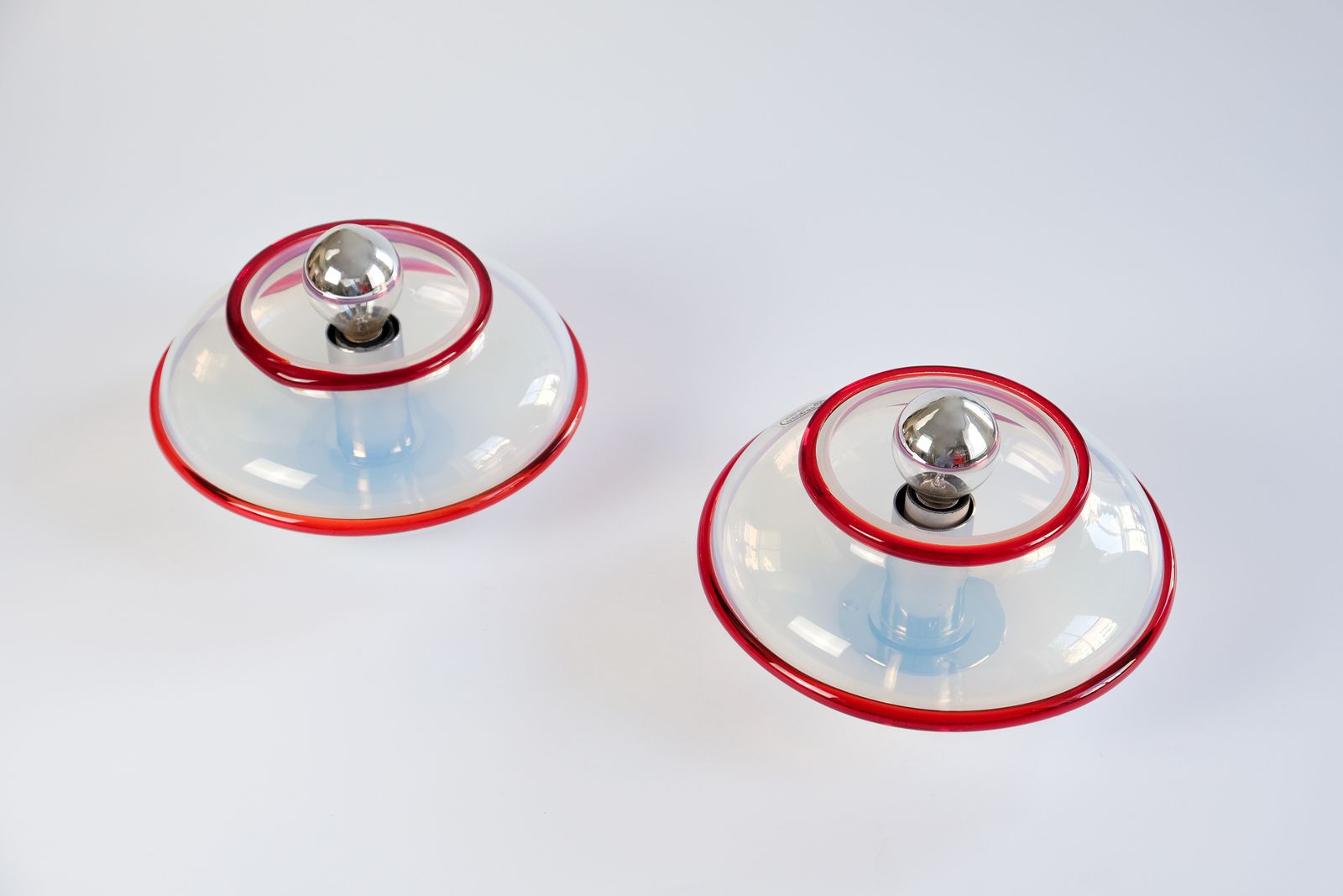Rare Pair Of Postmodern Seguso Vetri D'arte Murano Glass Wall Lights, Italy C.1980s photo furniture