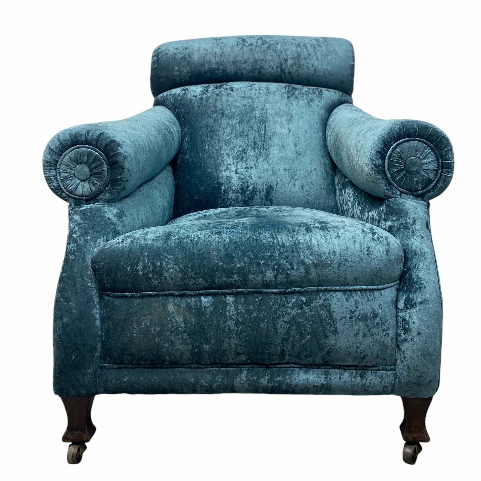 Lounge Chair Blue Velvet Victorian Country House photo for sale