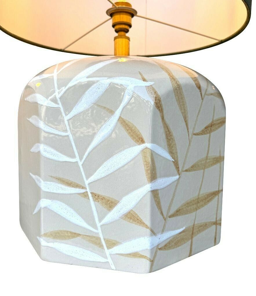 A Pair Of Large 1970s Hand Painted Ceramic Lamps By Ugo Zaccagnini For Maison Lancel photo for sale
