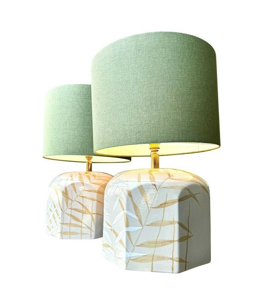 photo vinterior A Pair Of Large 1970s Hand Painted Ceramic Lamps By Ugo Zaccagnini For Maison Lancel
