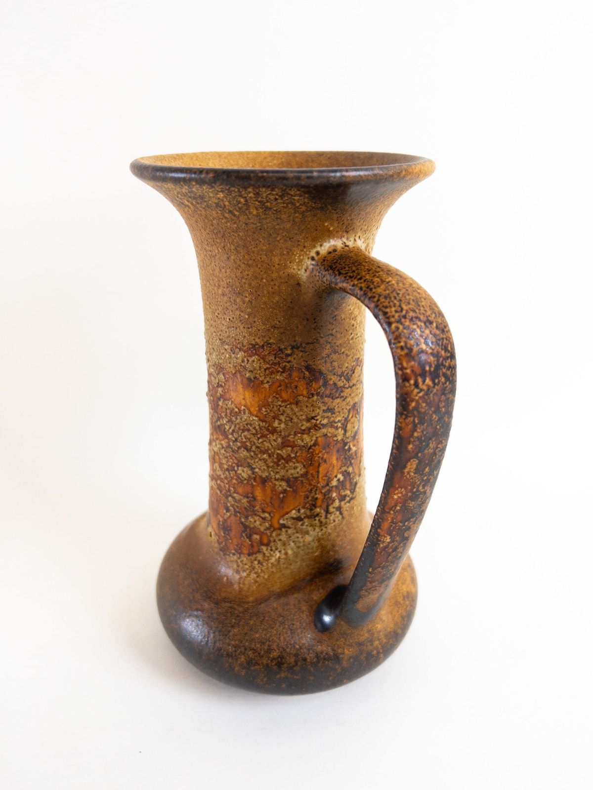 Steuler Ceramic Vase With Copper Brown Crusty Fat Lava Glaze 715 20   West German Pottery   Earthy Vintage Jug photo vinterior