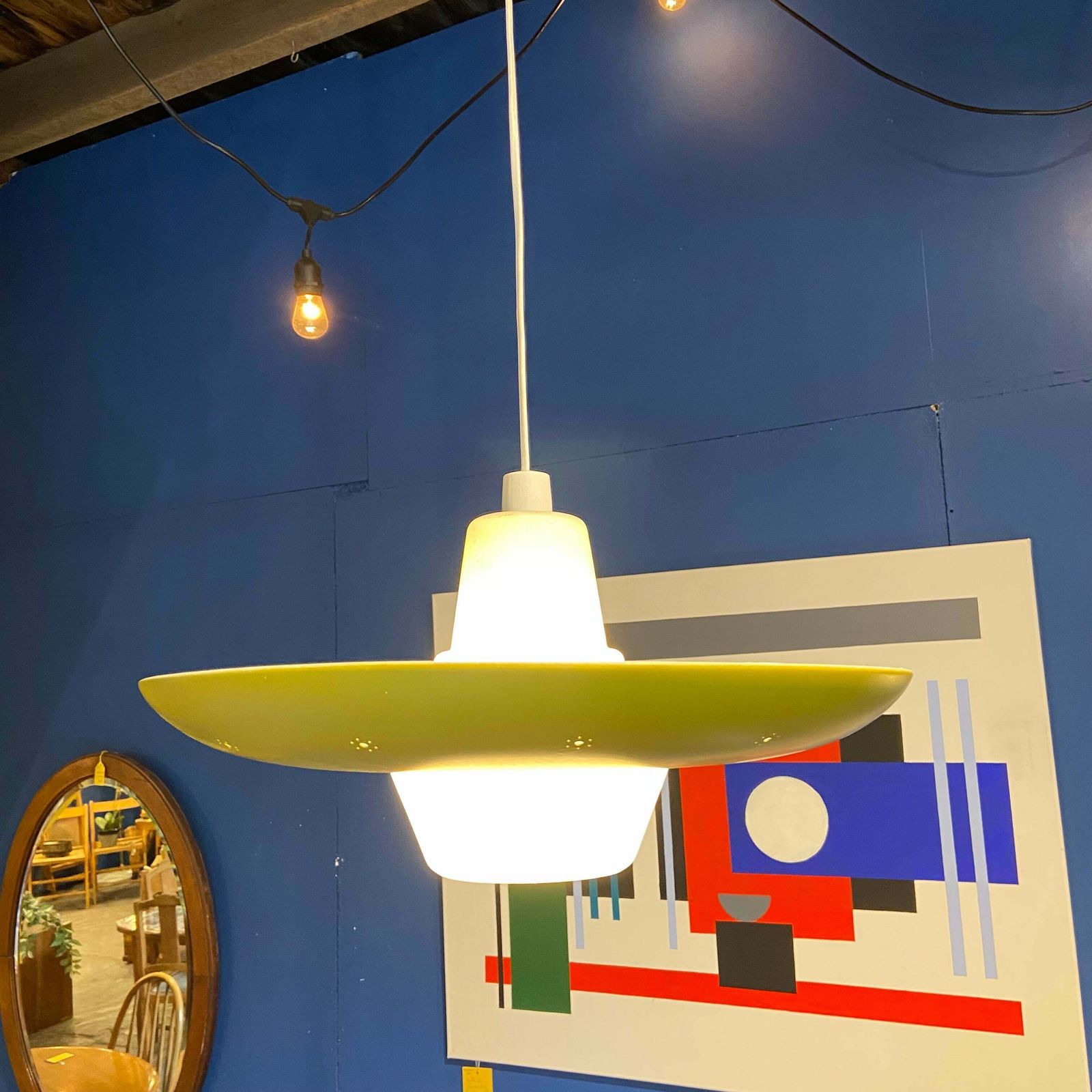 1960s Opaline Glass And Aluminium Light Shade photo for sale