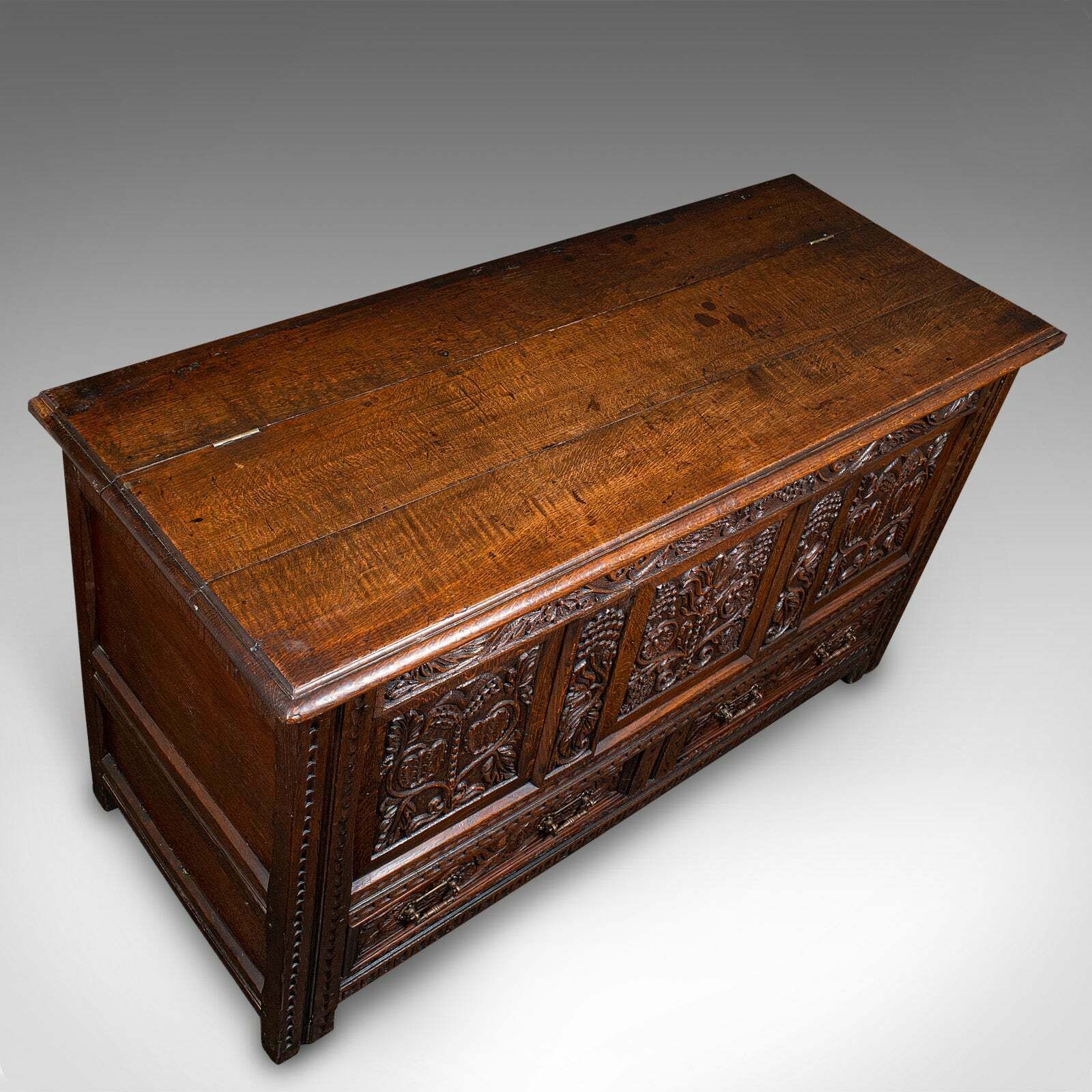 Large Antique Mule Chest, English, Carved Oak, Coffer, William III, Circa 1700 photo buy