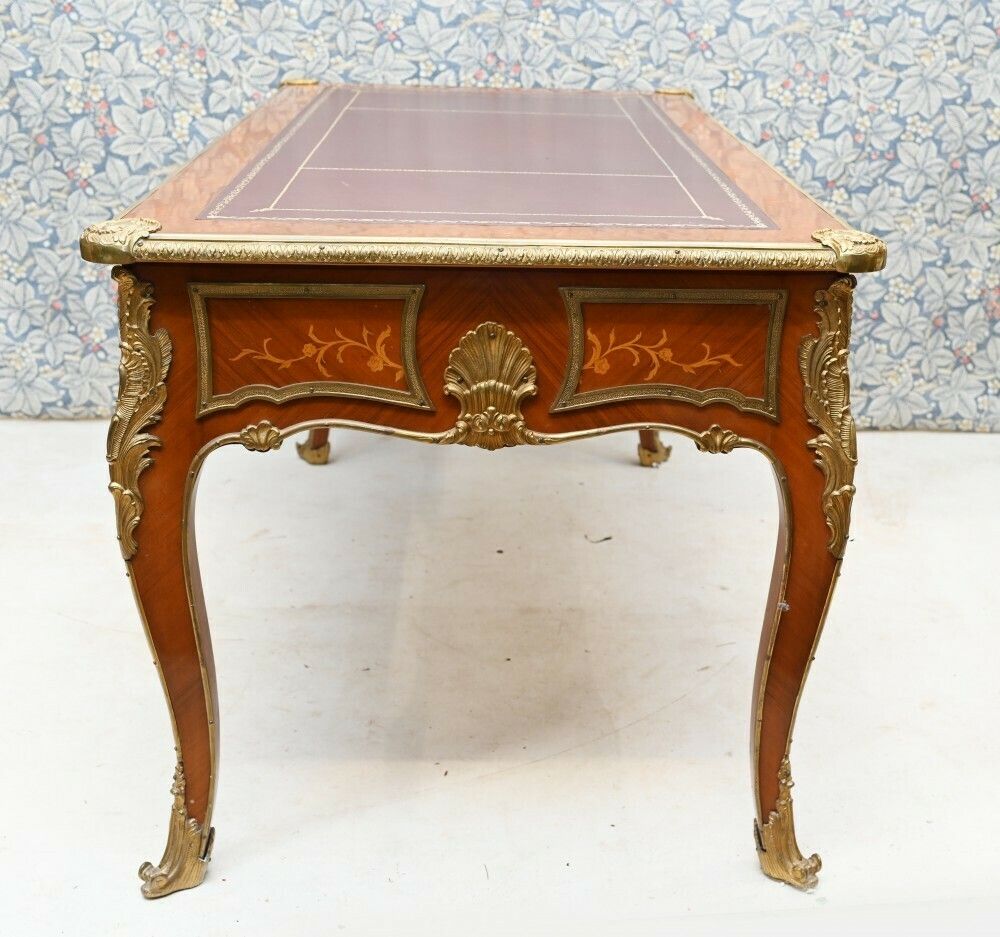 photo furniture Antique Bureau Plat French Inlay Desk Writing Table