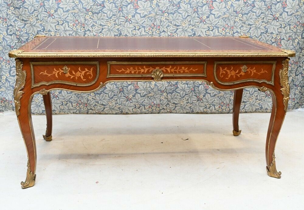 photo vinterior Antique Bureau Plat French Inlay Desk Writing Table