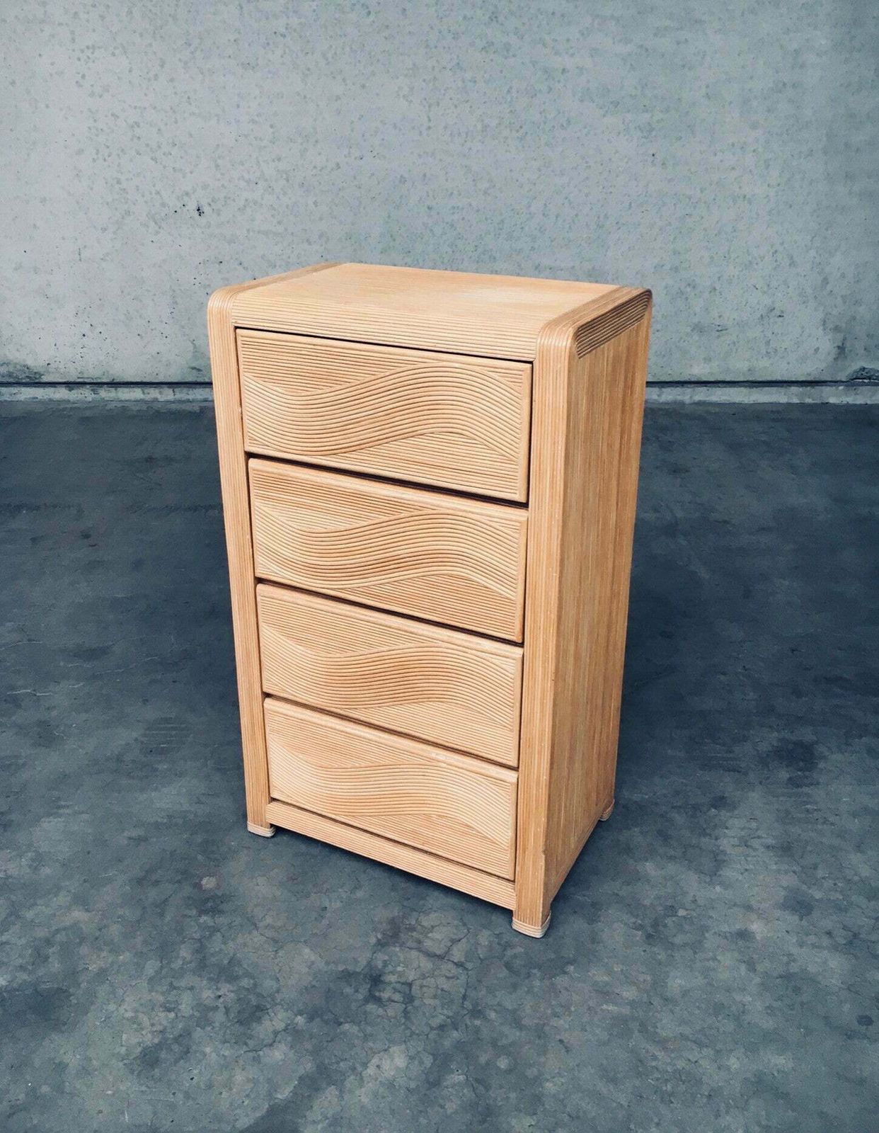 1980's Boho Design Split Rattan High Chest Of Drawers photo furniture