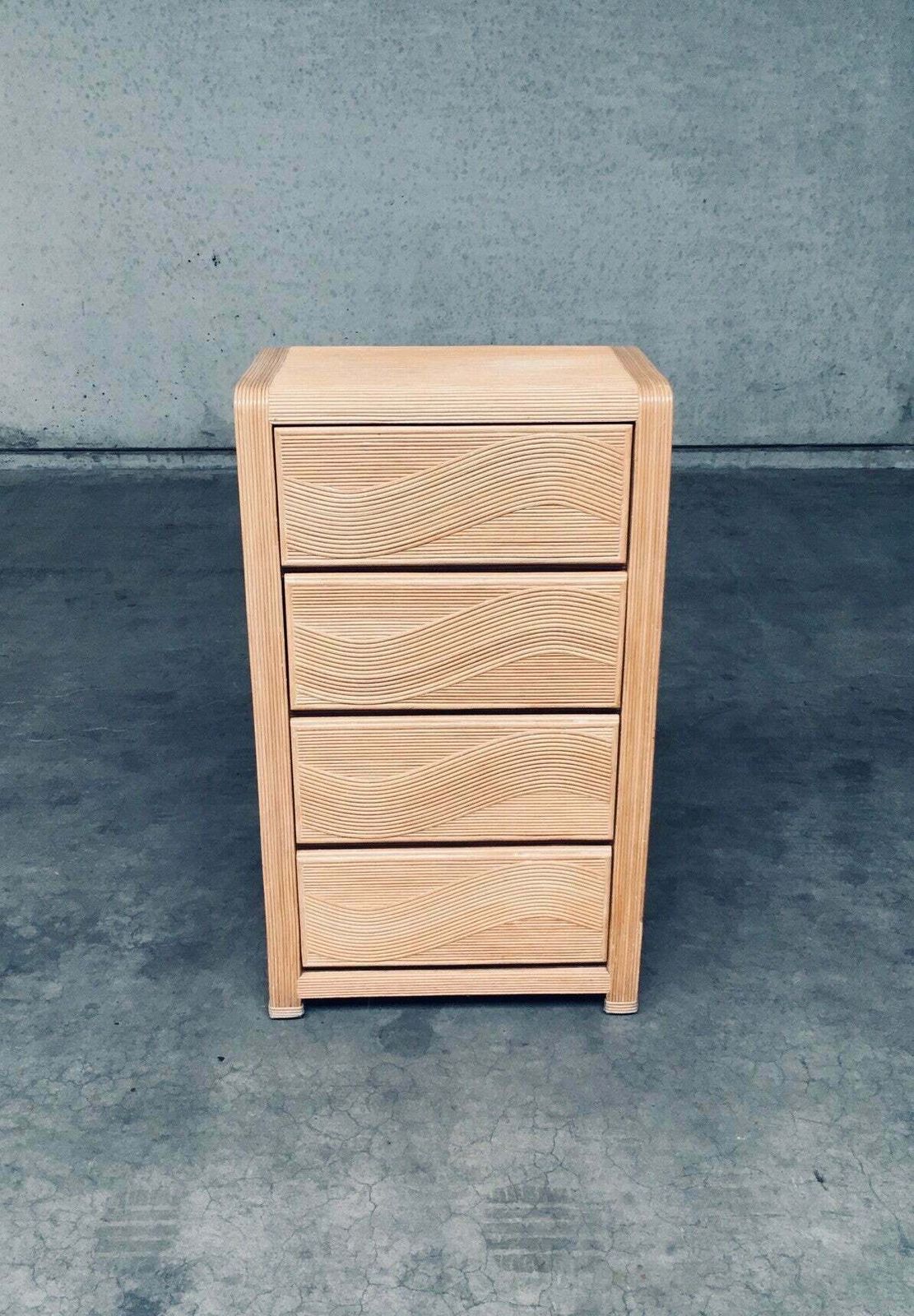 1980's Boho Design Split Rattan High Chest Of Drawers photo 1100.0