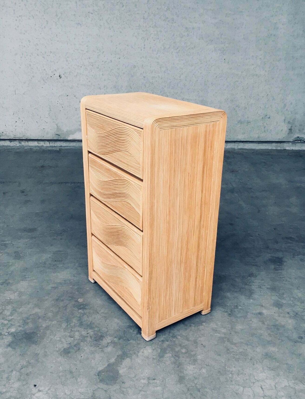 1980's Boho Design Split Rattan High Chest Of Drawers photo buy