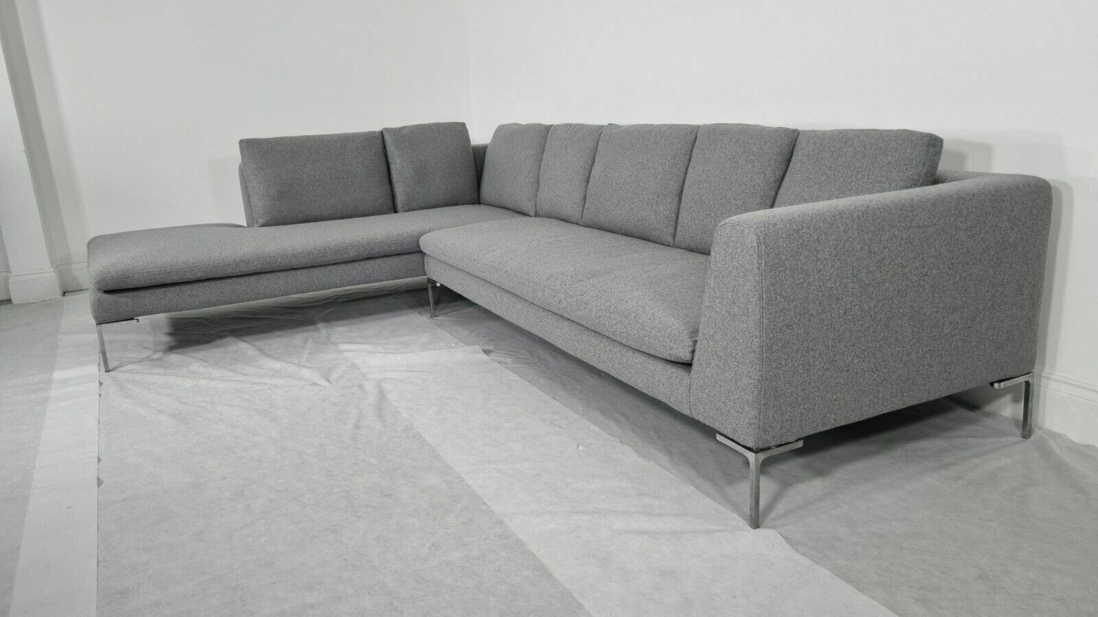 Immaculate Bb Italia Charles L Shape In Luxurious Mid Grey Wool photo Furniture