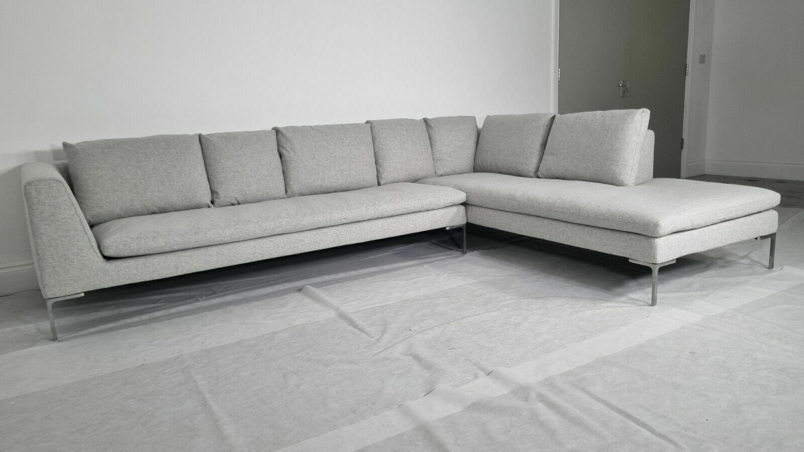 Immaculate Bb Italia L Shape Grande In Light Grey Wool photo furniture