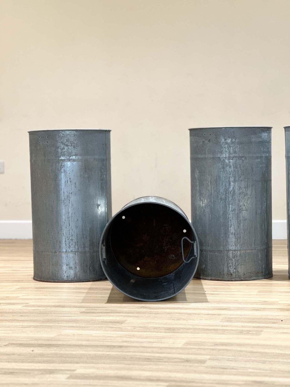 Set Of 5 Plant Pots In Zinc, 1940s photo 390.0