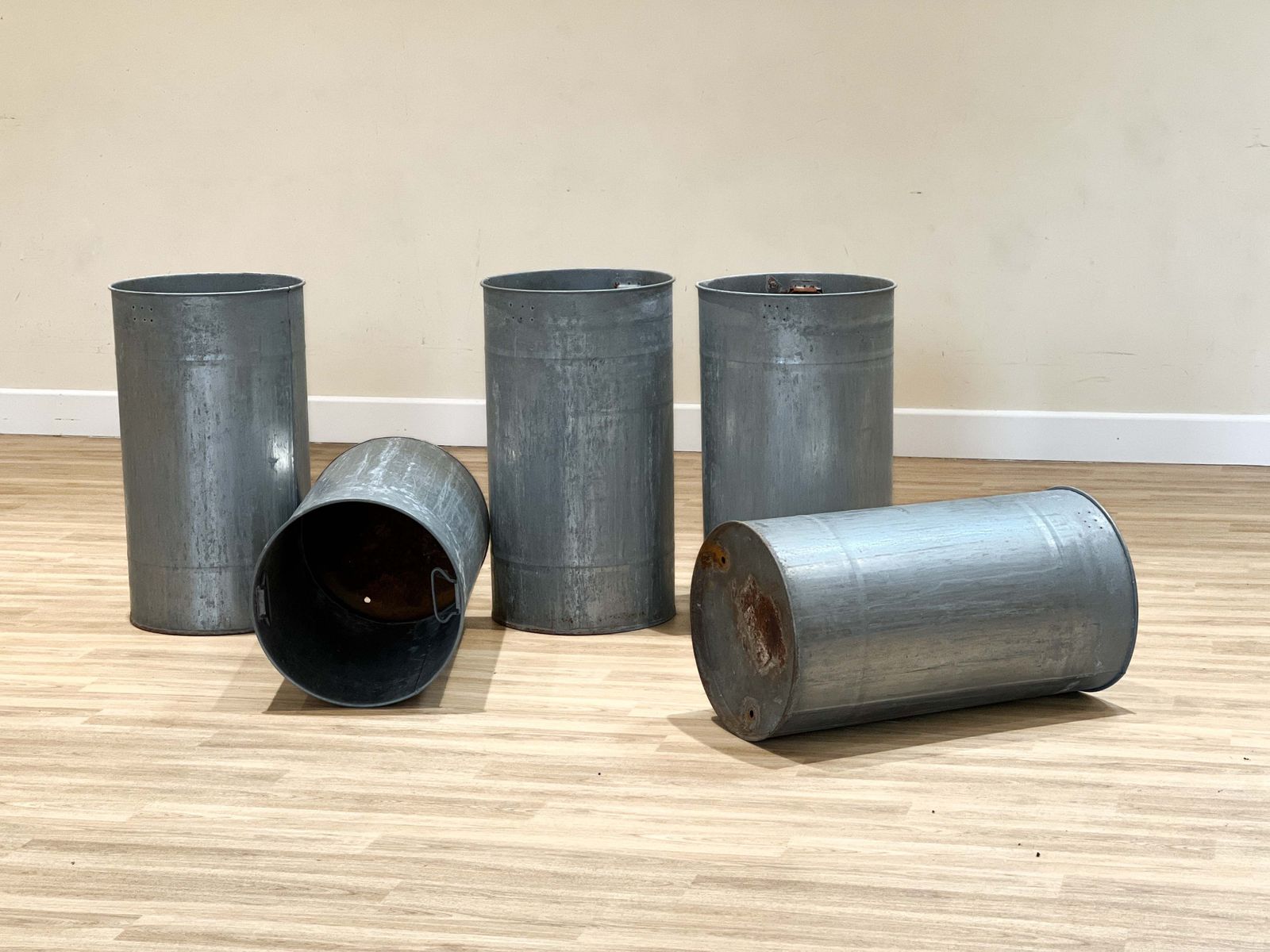 Set Of 5 Plant Pots In Zinc, 1940s