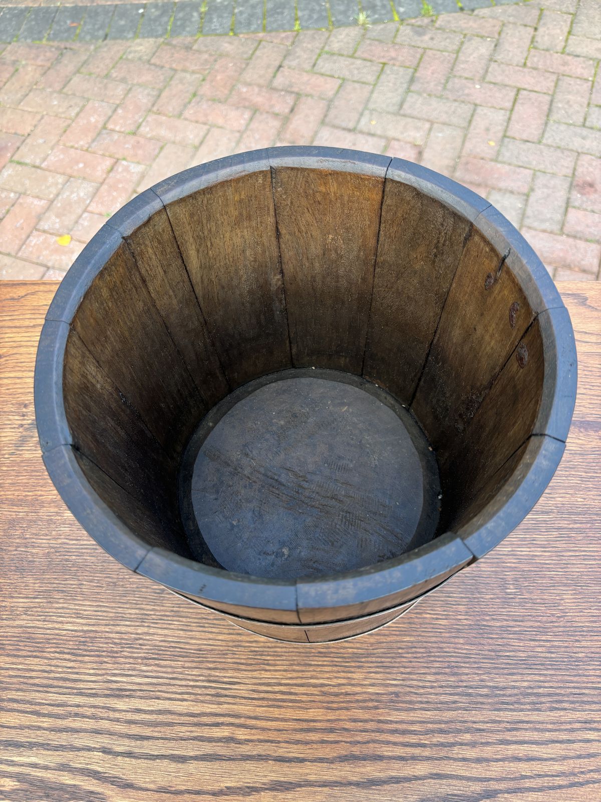 Arts & Crafts Oak Bucket Planter photo furniture