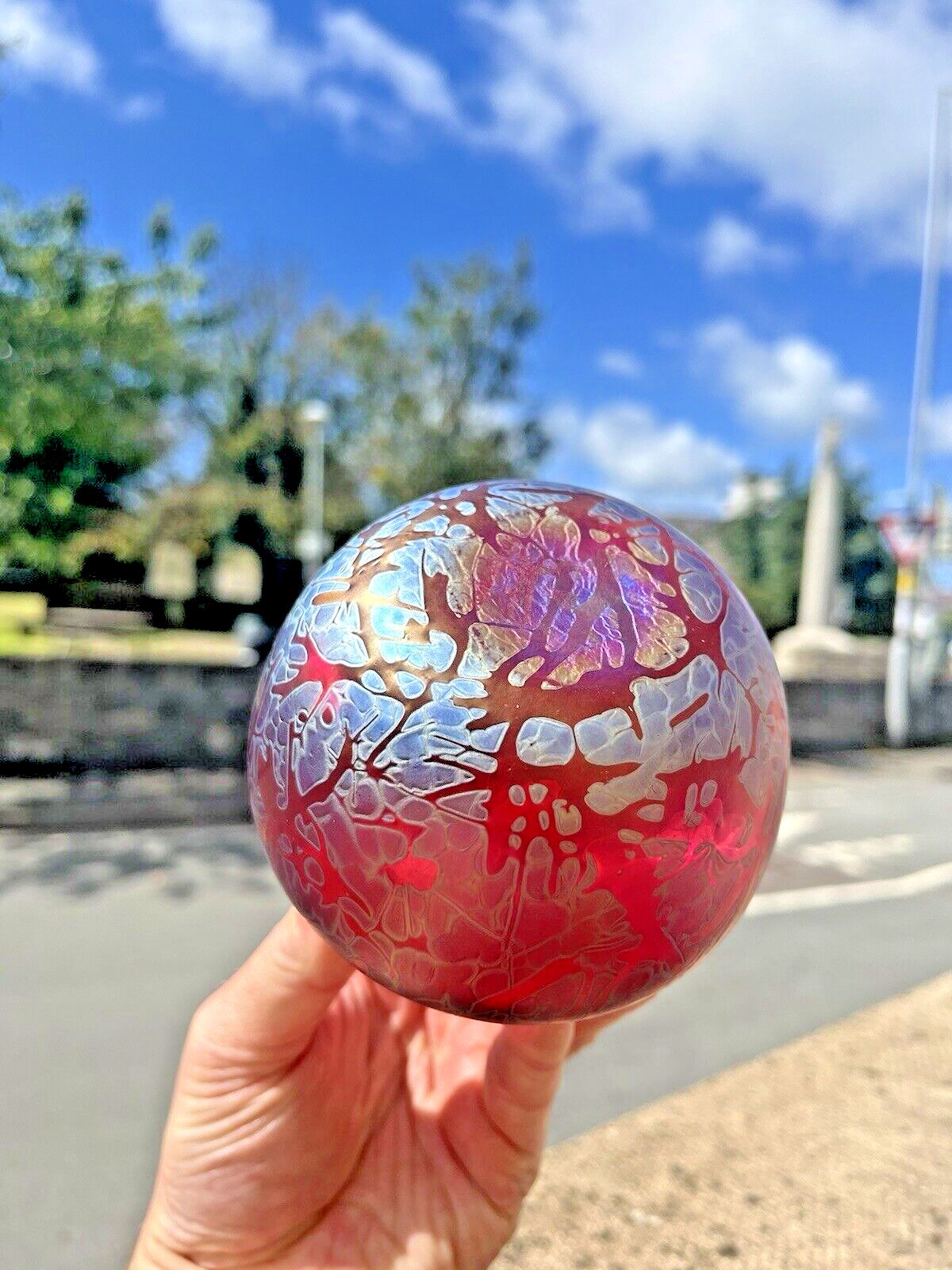 Vintage Iridescent Royal Brierley Studio Glass Globe Ball Vase By Michael Harris photo Home Decor