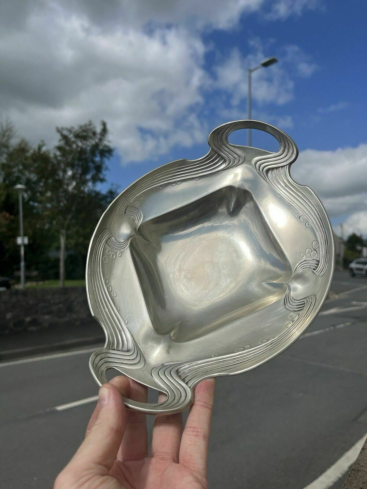 Home Decor Art Nouveau Wmf Orivit Pewter Jugendstil Pedestal Bowl Stand Tazza Dish photo