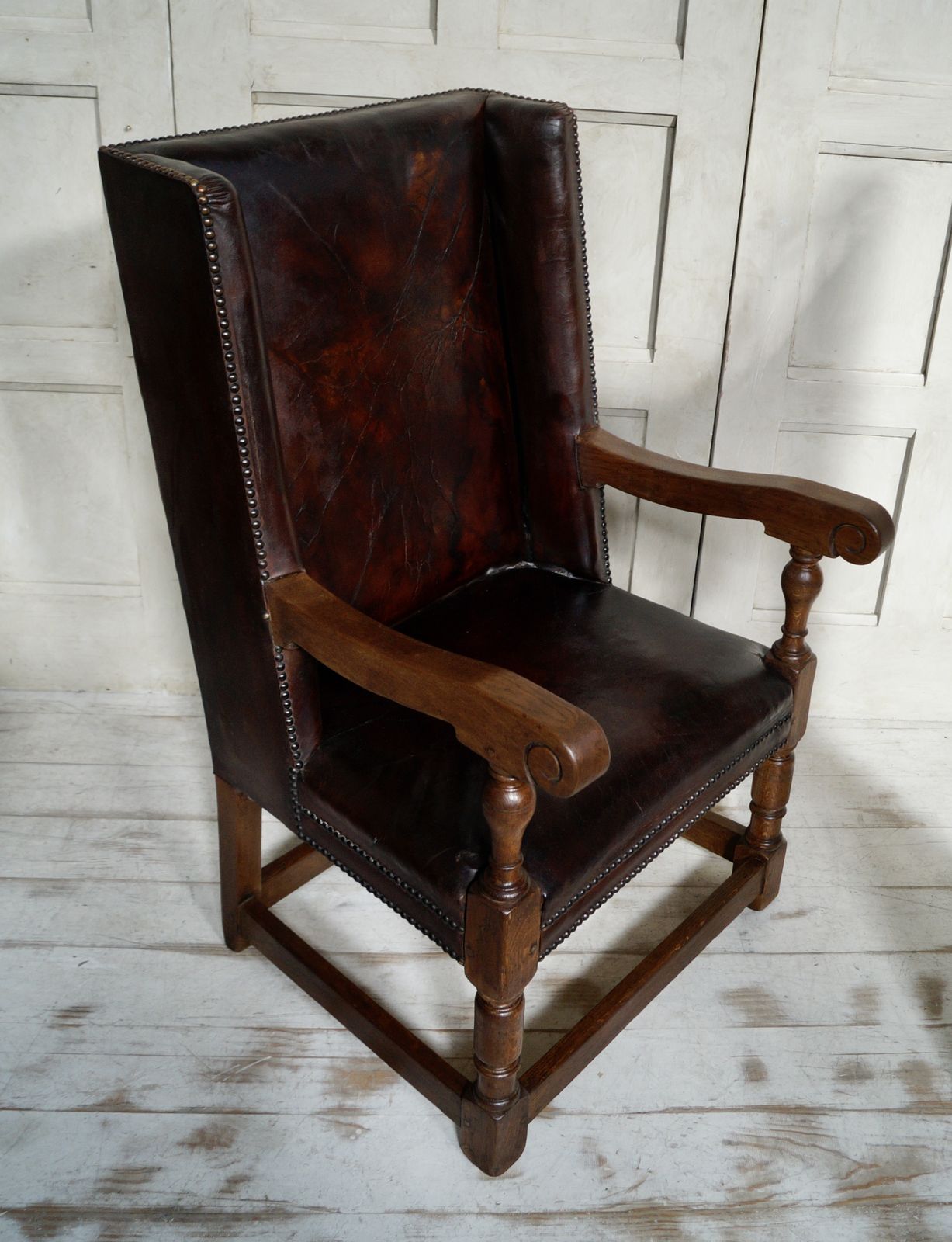 photo for sale Early Victorian Leather & Oak Library Chair
