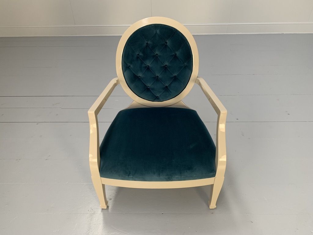 Fendi Casa Occasional/Bedroom Armchair – In Blue Velvet photo vinterior