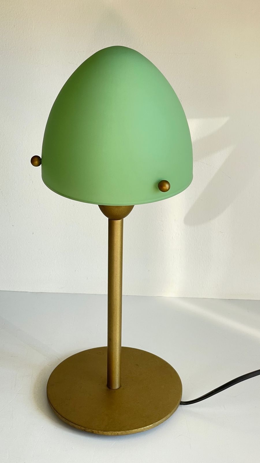 Mushroom Shaped Lamp In Steel And Opaline Glass Vintage photo vinterior