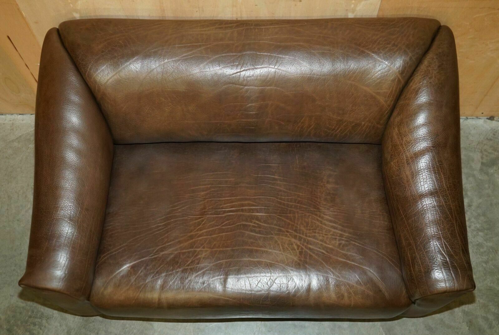 Restored De Sede Ds47 Reclining Brown Buffalo Neck Leather Sofa Part Of A Suite photo for sale