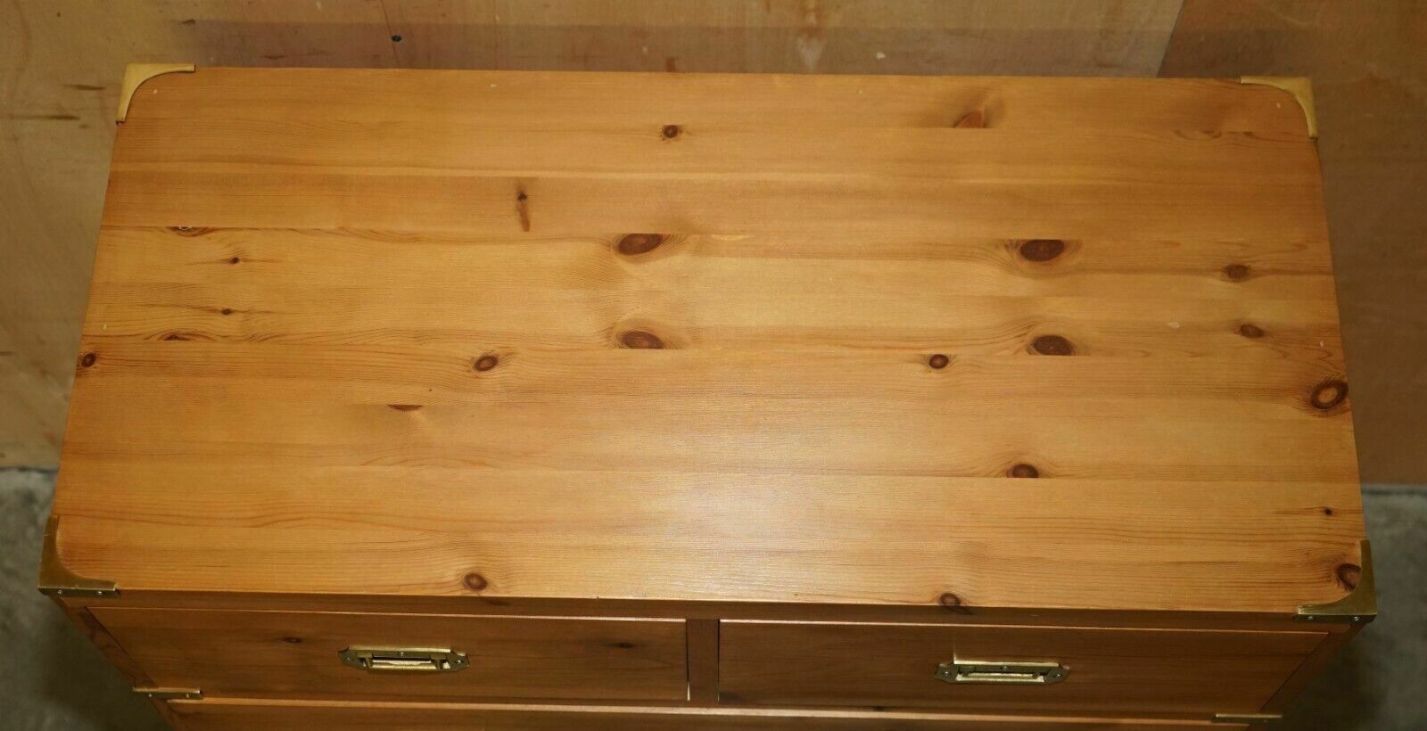 Stunning Suite Of Vintage English Pine Campaign Chests Of Drawers & Side Tables photo buy