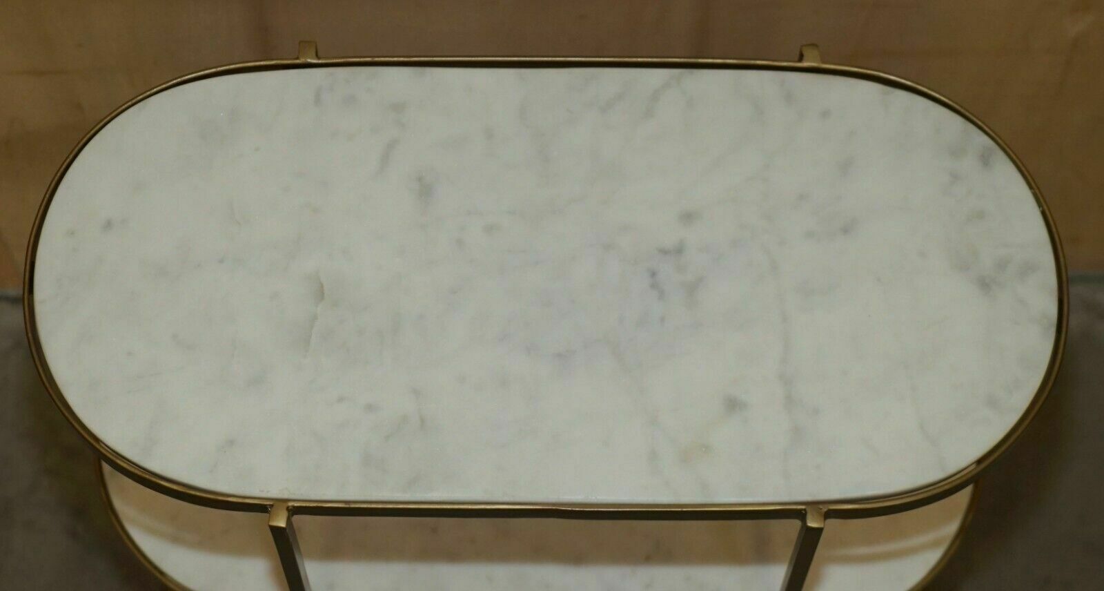 Pair Of Vintage Italian Carrara Marble Three Tiered Side Table Sized Etageres photo vinterior
