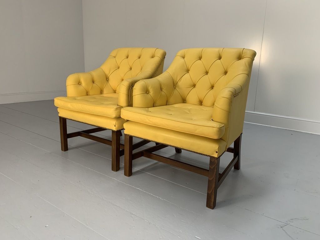 Pair Of George Smith “Georgian” Armchairs – In Yellow Leather photo furniture