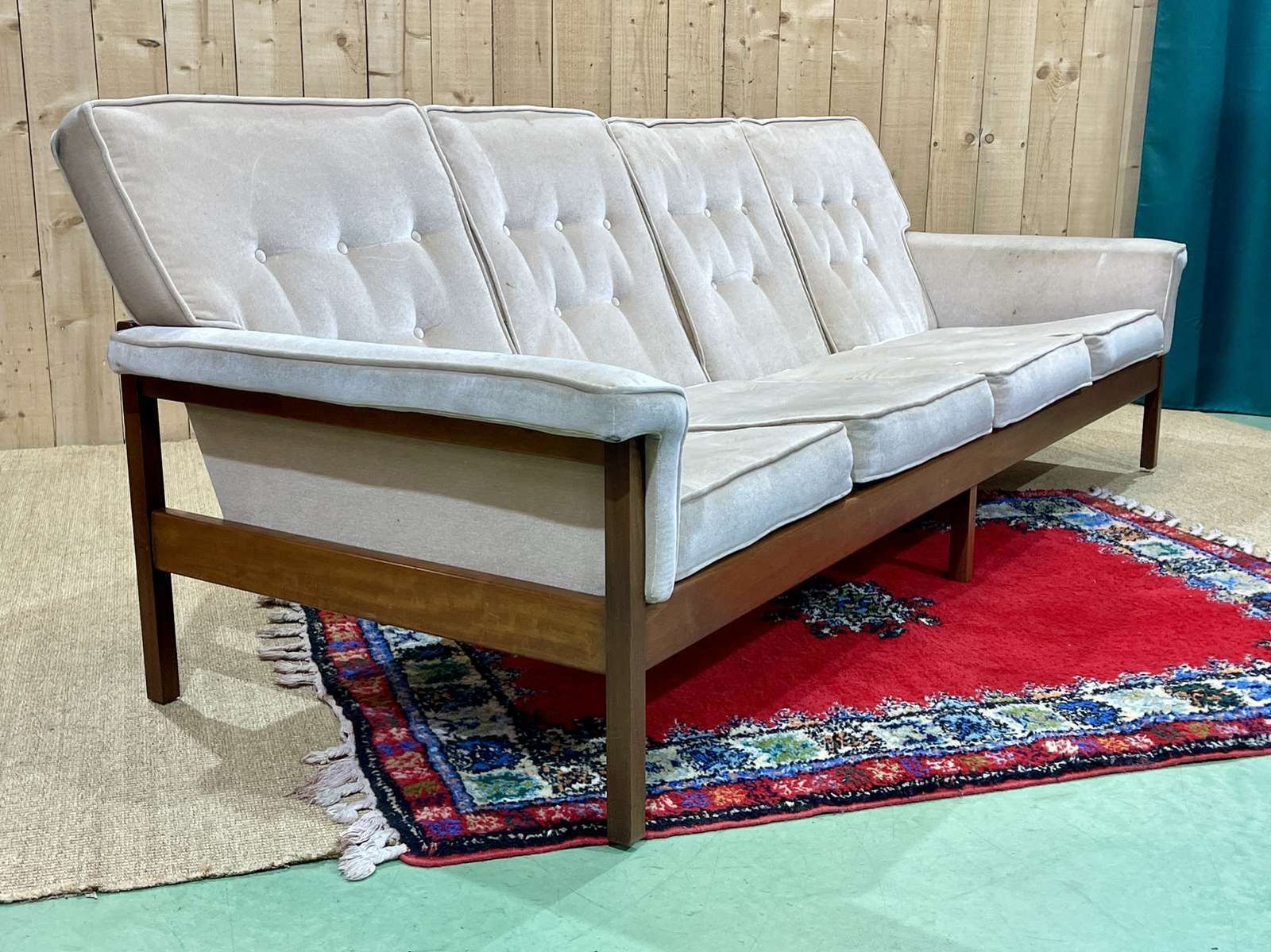 Scandinavian 4 Seater Sofa From The 70s, In Teak photo buy