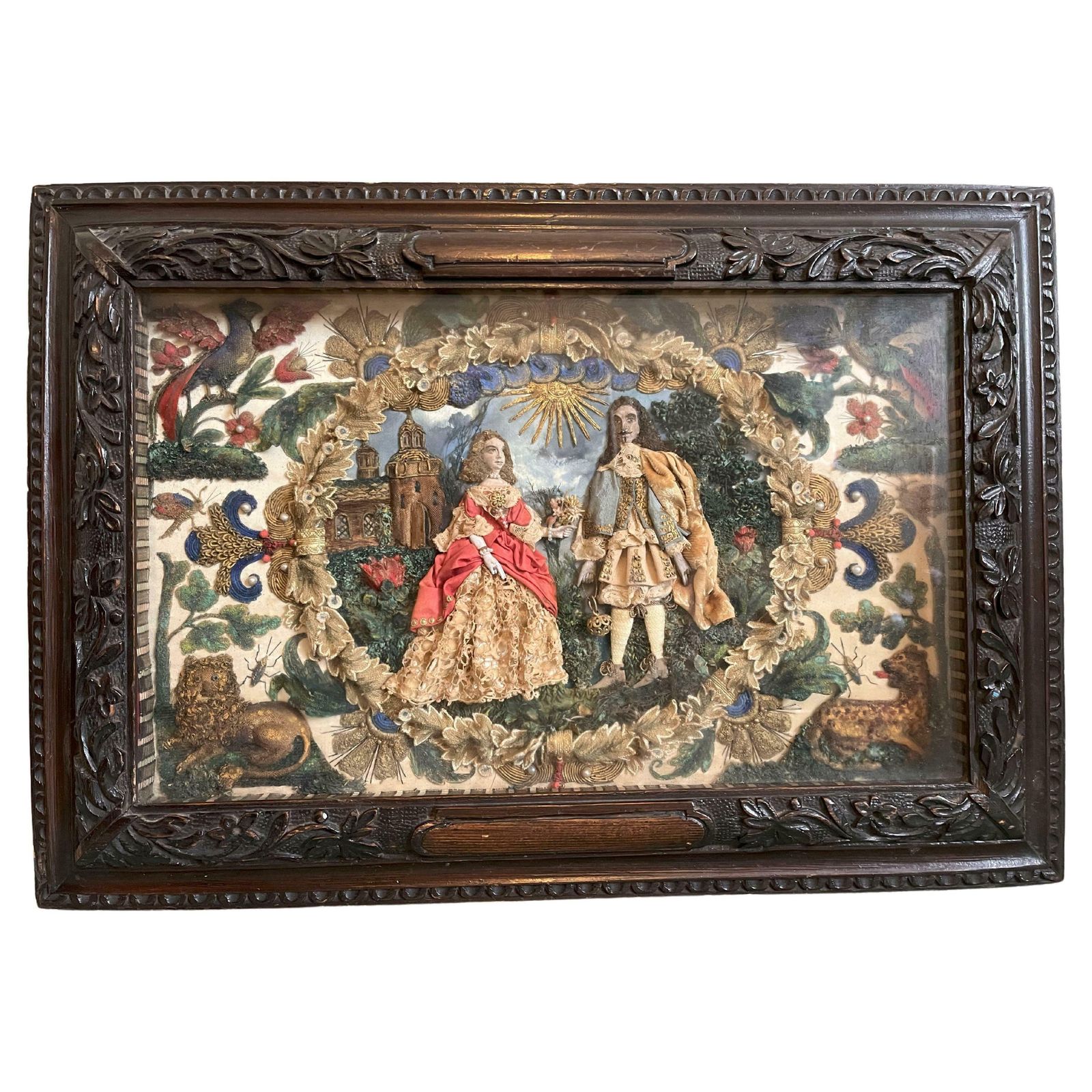 photo furniture Stuart Period Stumpwork Panel   King Charles II And His Favourite Lady