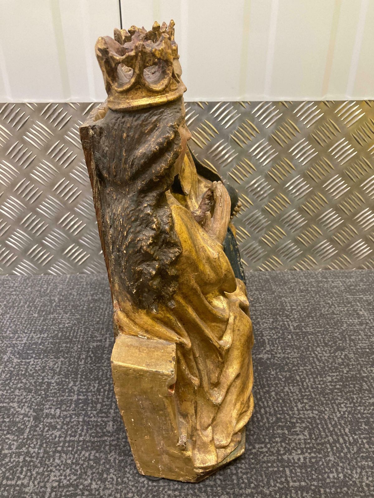 16th Century Giltwood And Polychrome Group Carving – 'God And Mary' photo Art
