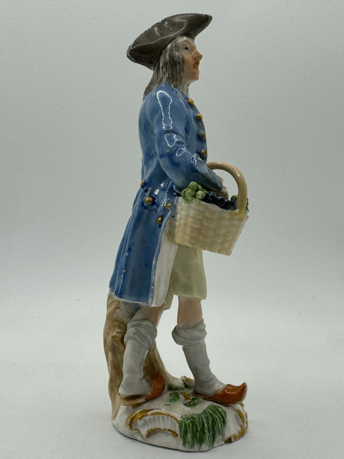 18th Century Meissen Figure 'Street Trader Selling Grapes' photo vintage