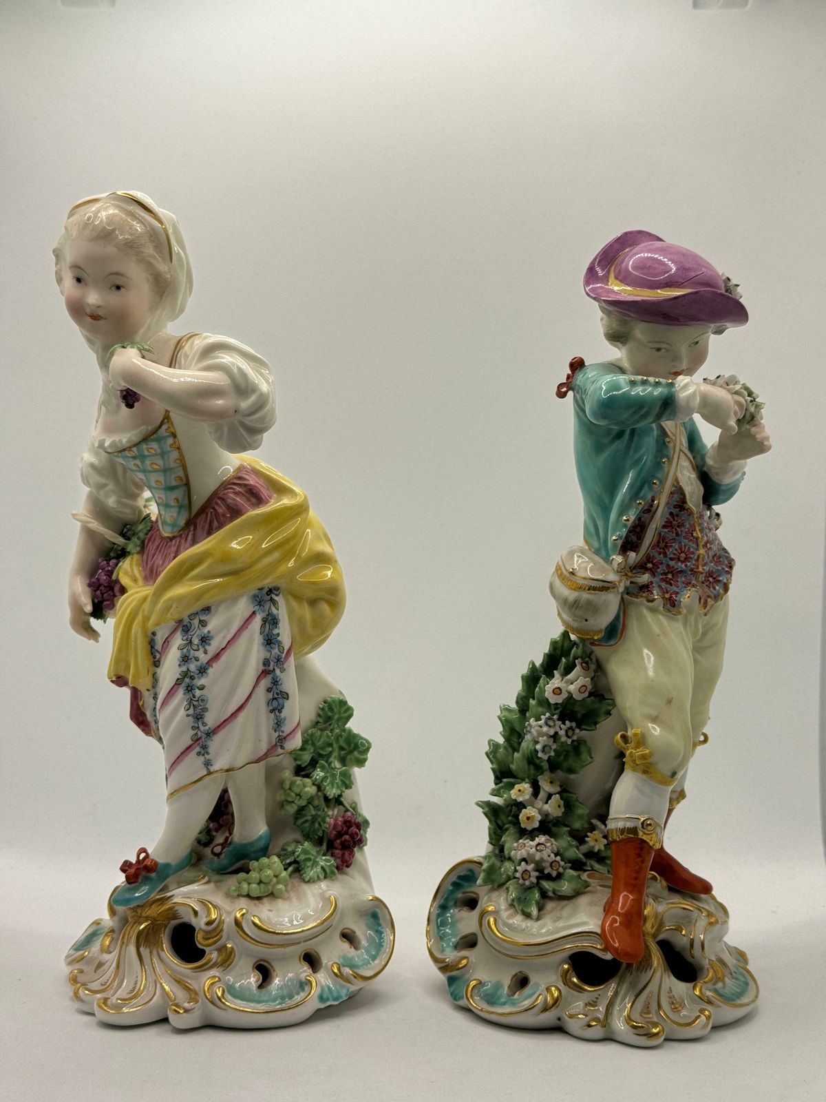 Pair Of 19th Century Samson Derby Figures Of Autumn & Spring photo furniture
