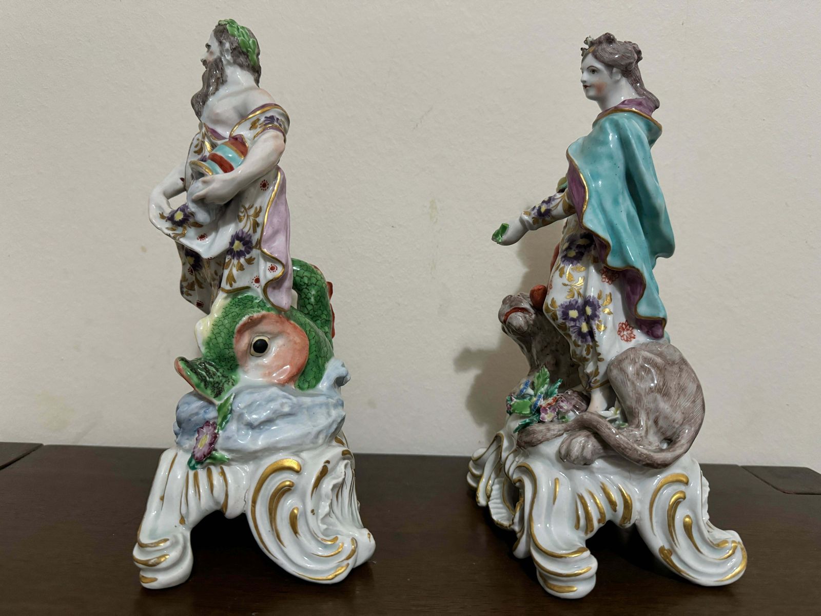 Pair Of Bow Porcelain Element Figures, "Water" And "Land" , Circa 1765 photo Art