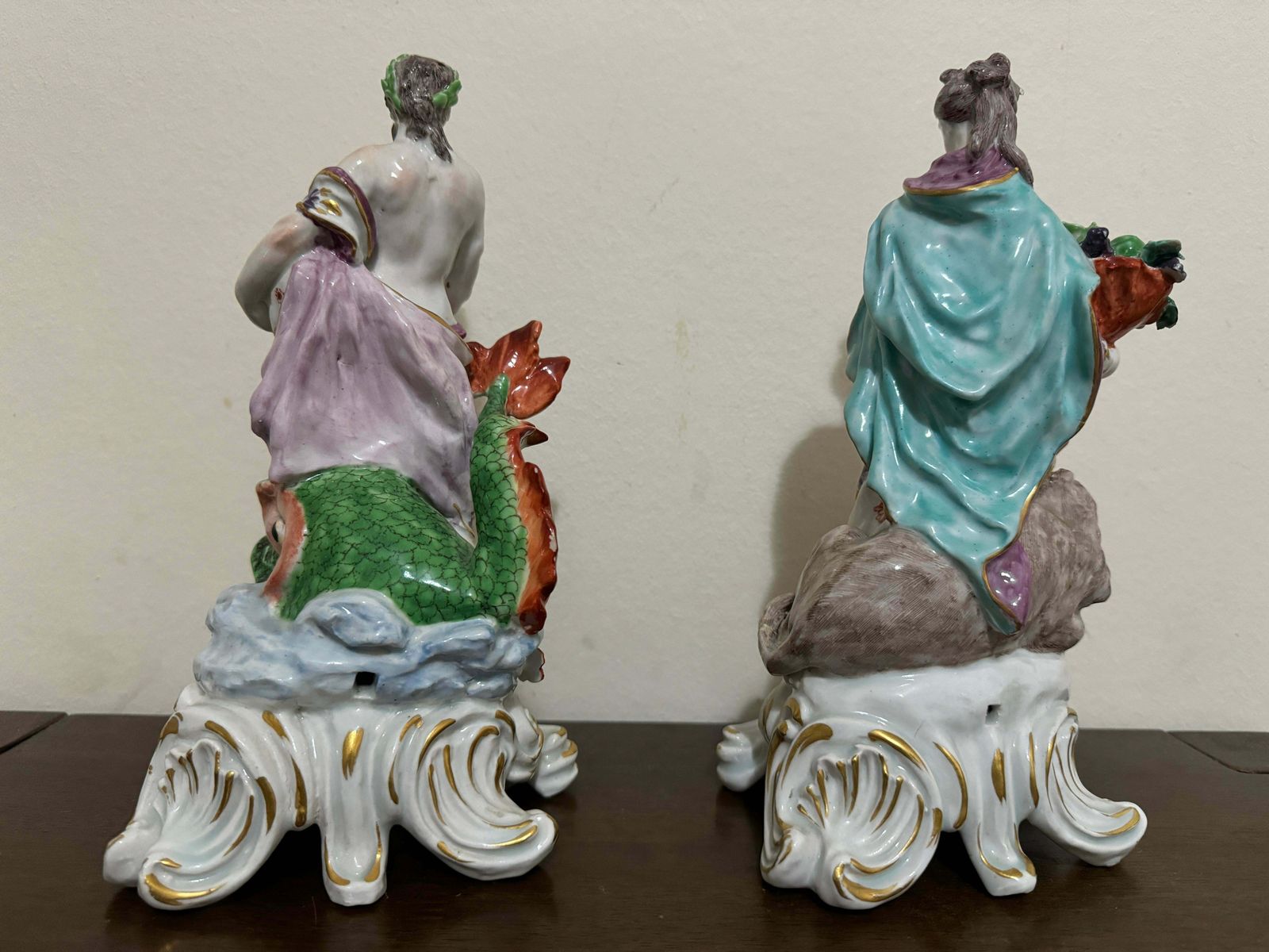 Pair Of Bow Porcelain Element Figures, "Water" And "Land" , Circa 1765 photo vinterior
