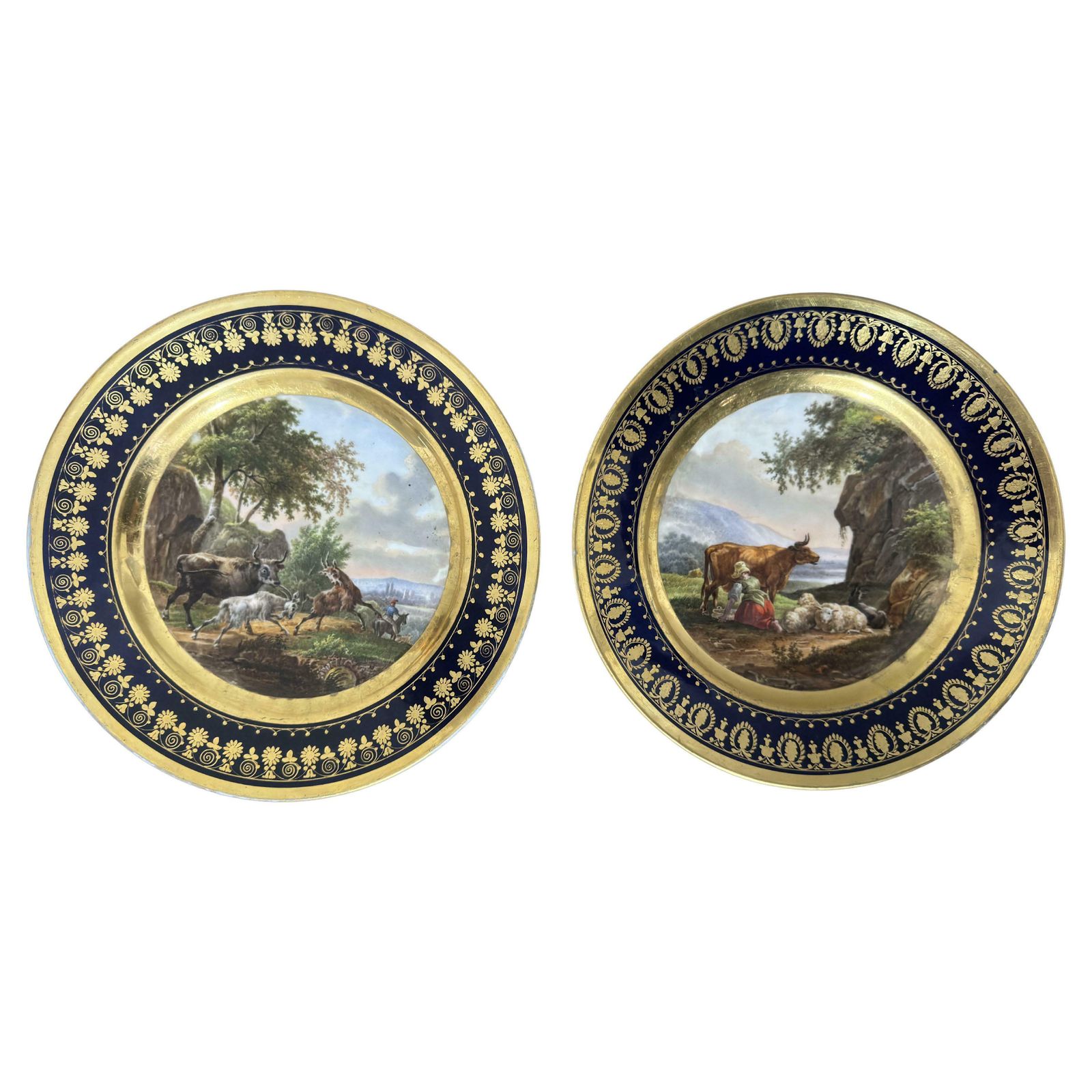 Pair Of Early 19th Century Darte Brothers Porcelain Plates