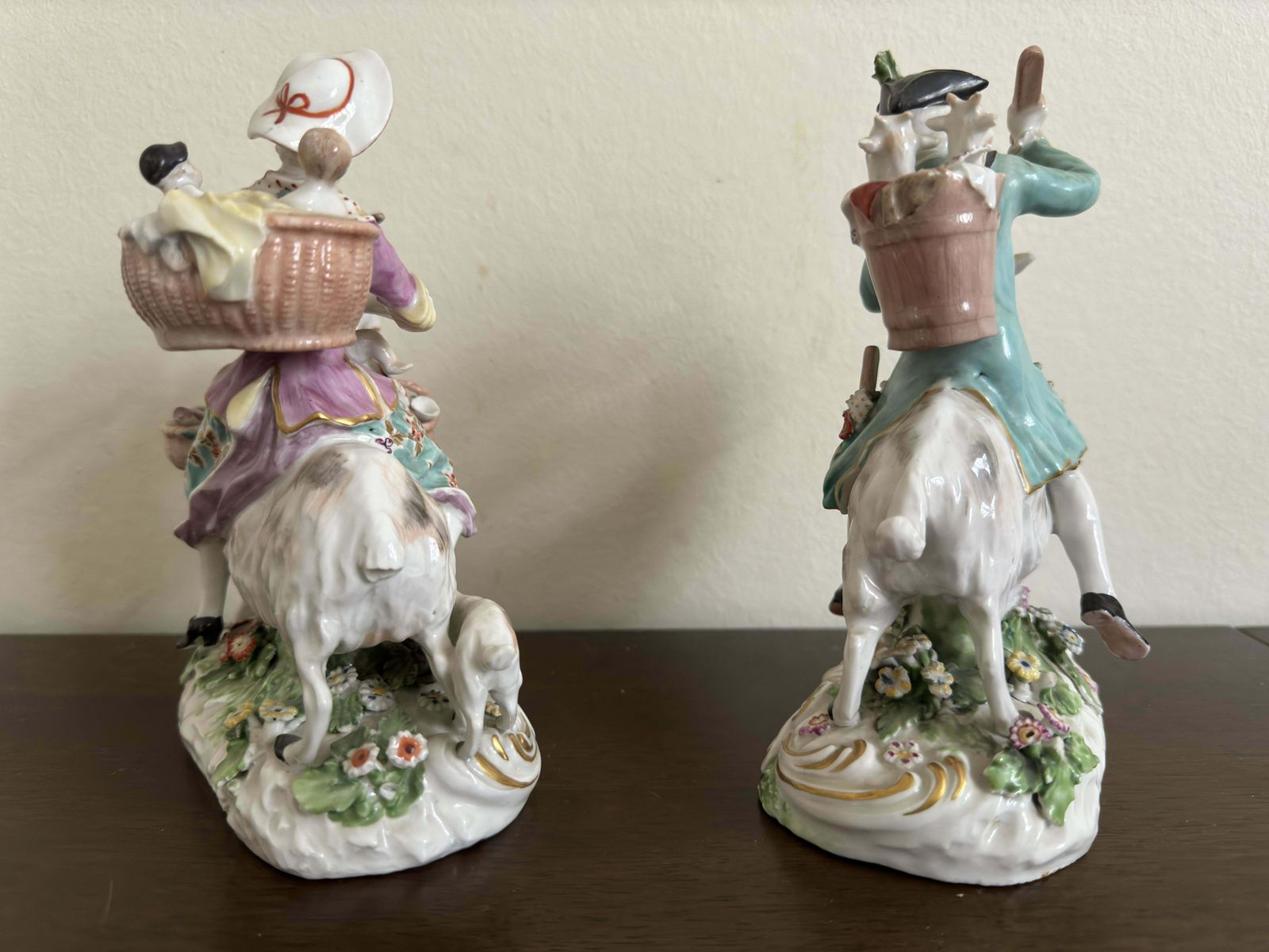Pair Of Derby Figures ' Welch Tailor And His Wife On Goats' Circa 1800 photo buy