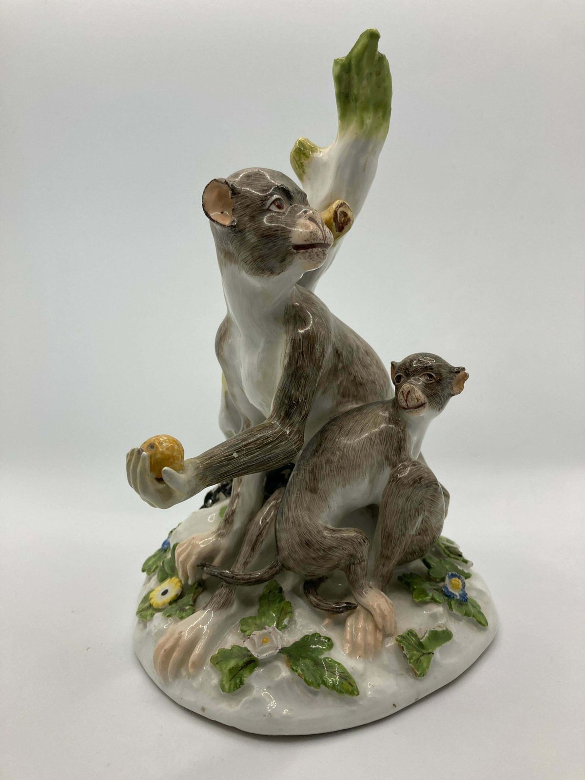 18th Century Meissen Porcelain Figure, 'Rhesus Monkey And Child' photo furniture