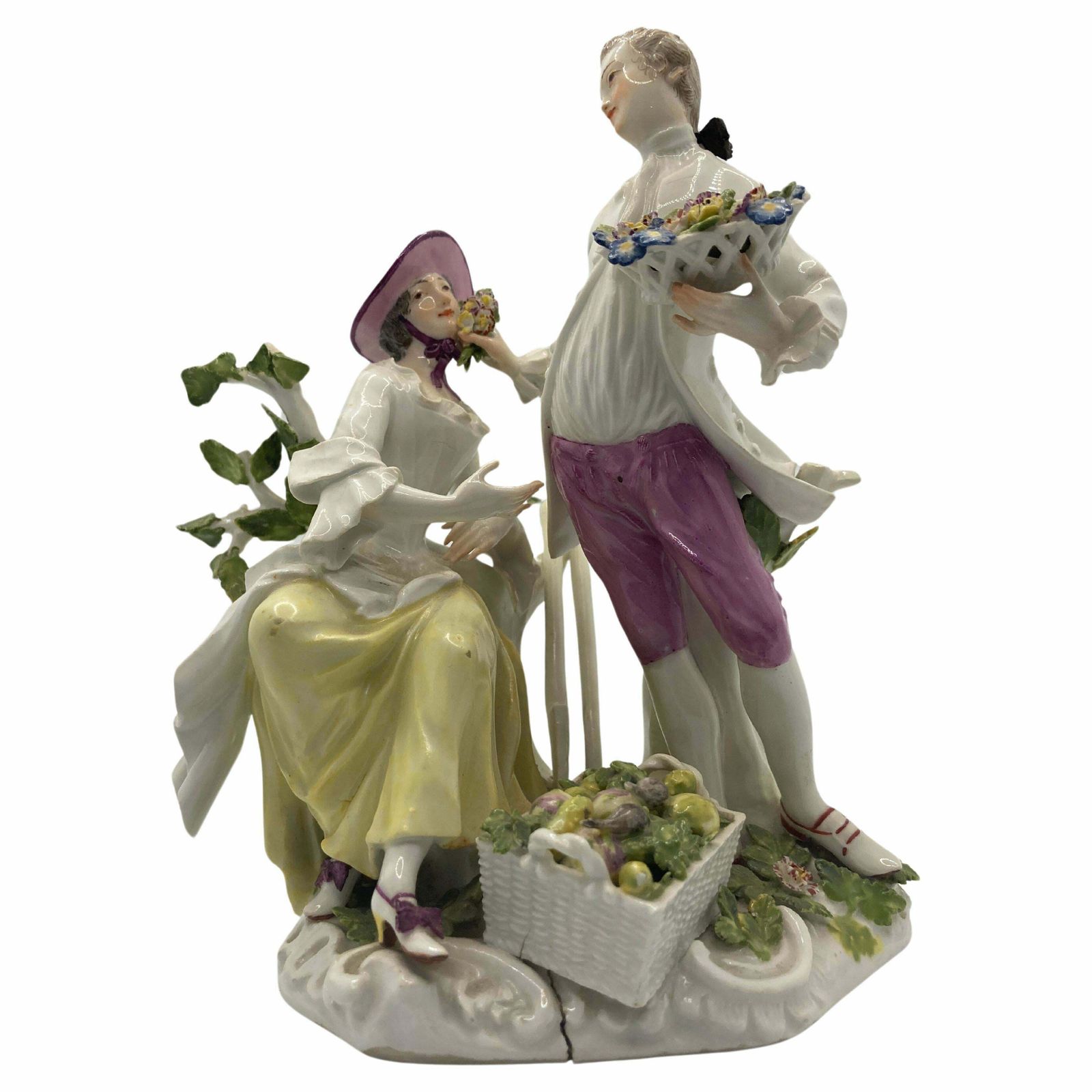 18th Century Meissen Porcelain Figurine, 'Pair Of Gardeners',  Model No 1584