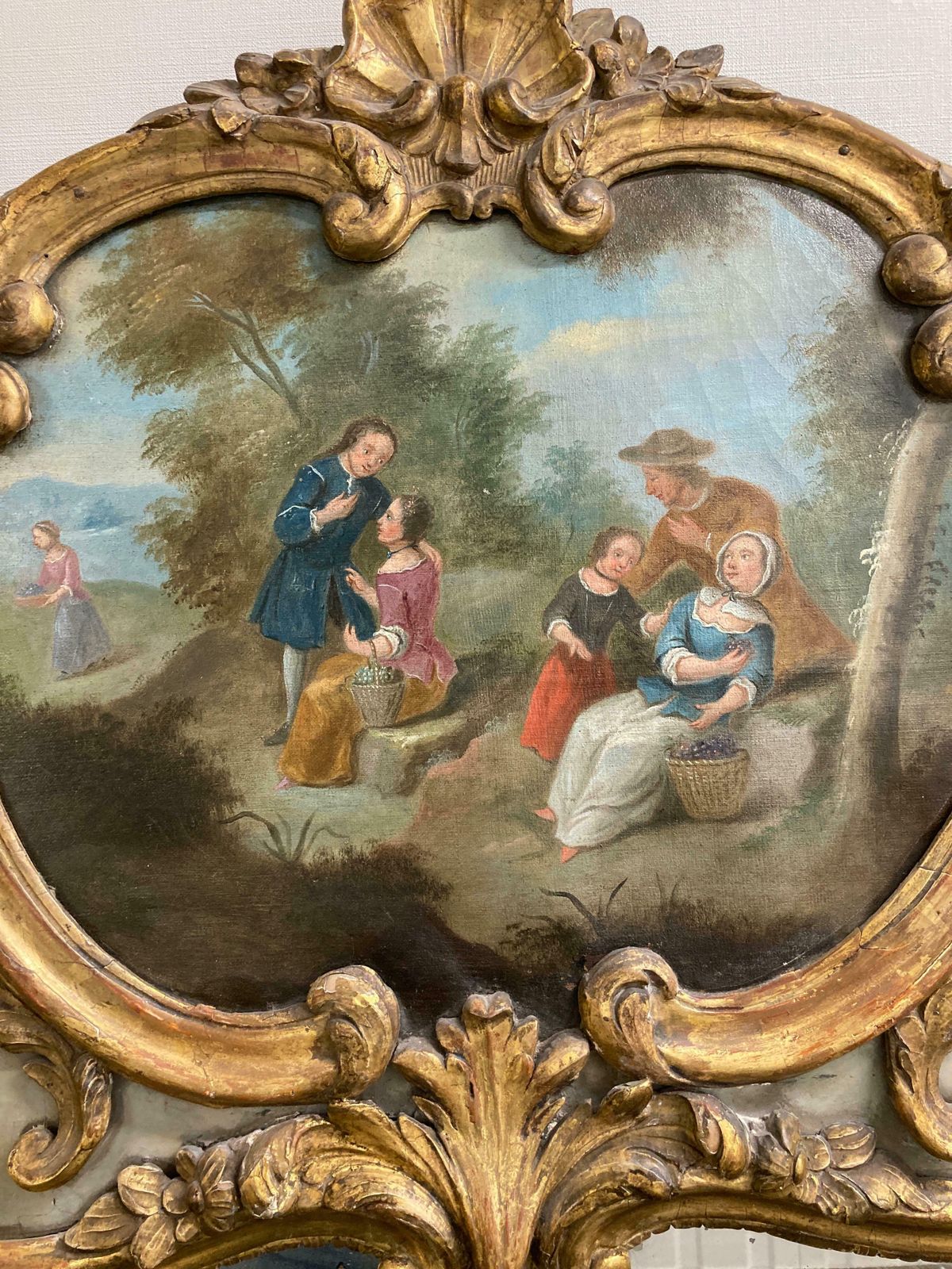 18th Century French Painted And Parcel Gilt  Trumeau Mirror photo Home Decor