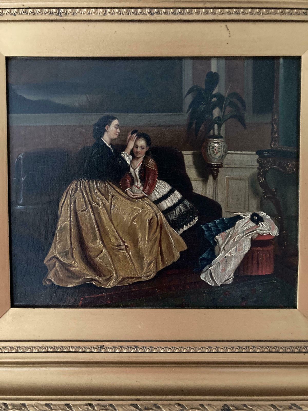 Pair Of 19th Century School, Oil On Canvas, Conversation Pieces photo Art