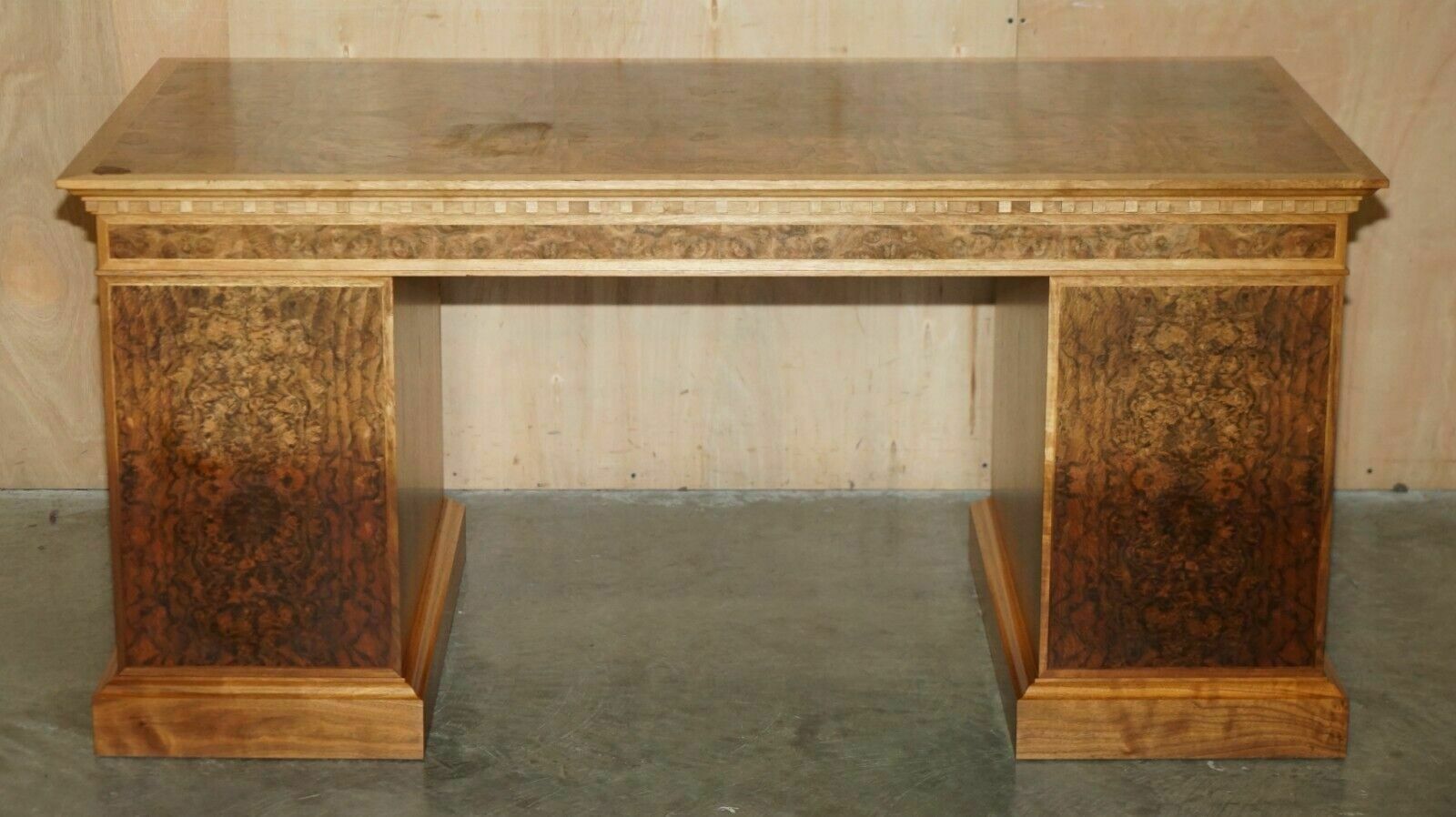 photo buy Rrp £25,550 David Linley Burr Walnut Classic Pedestal Desk For Light Restoration