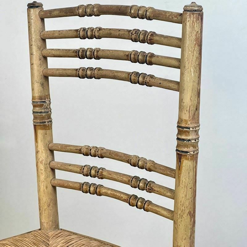 A Pair Of Painted Regency Faux Bamboo And Rush Seat Chairs photo 765.0