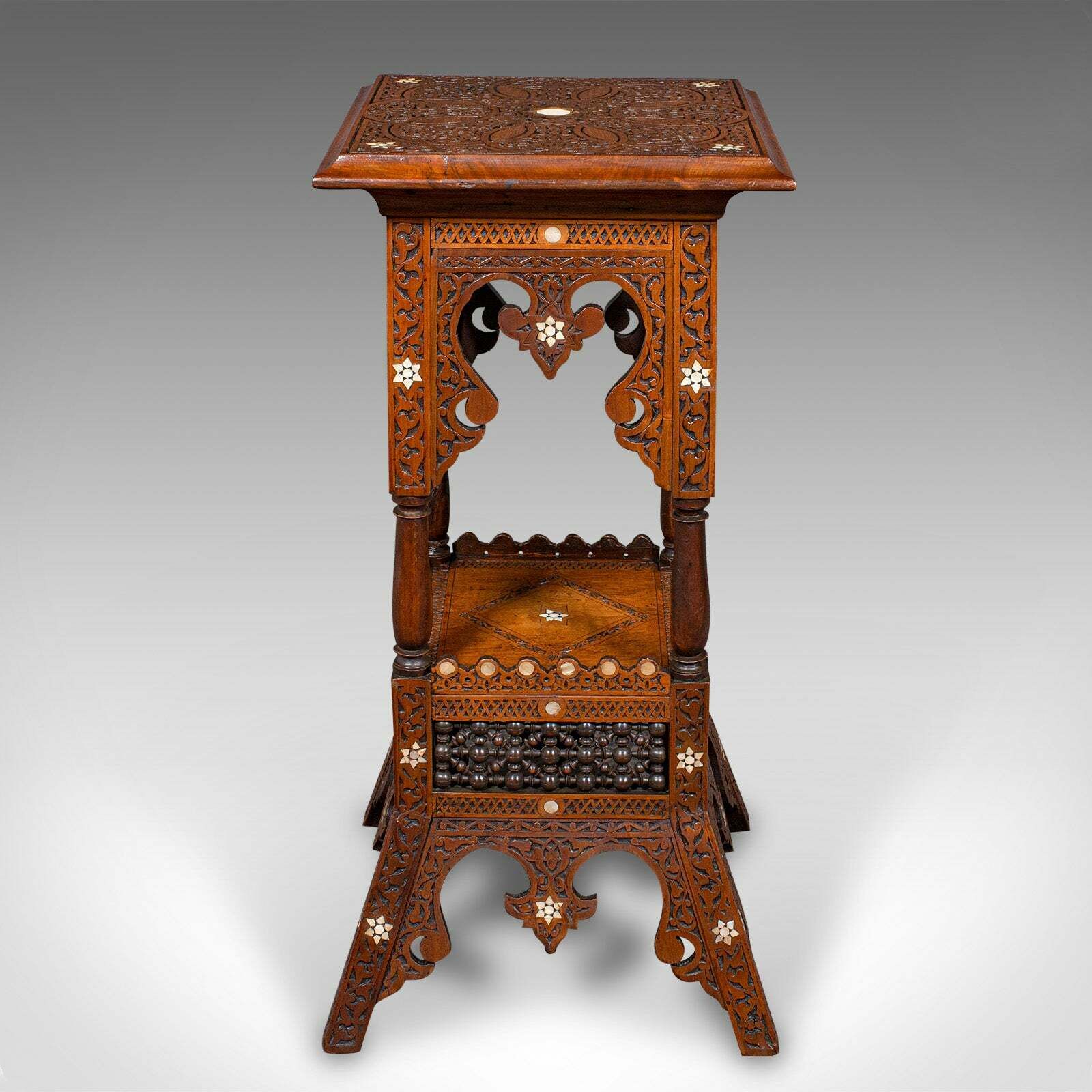 Antique Moorish Jardiniere Stand, Middle Eastern Teak, Planter Podium, Victorian photo Home Decor