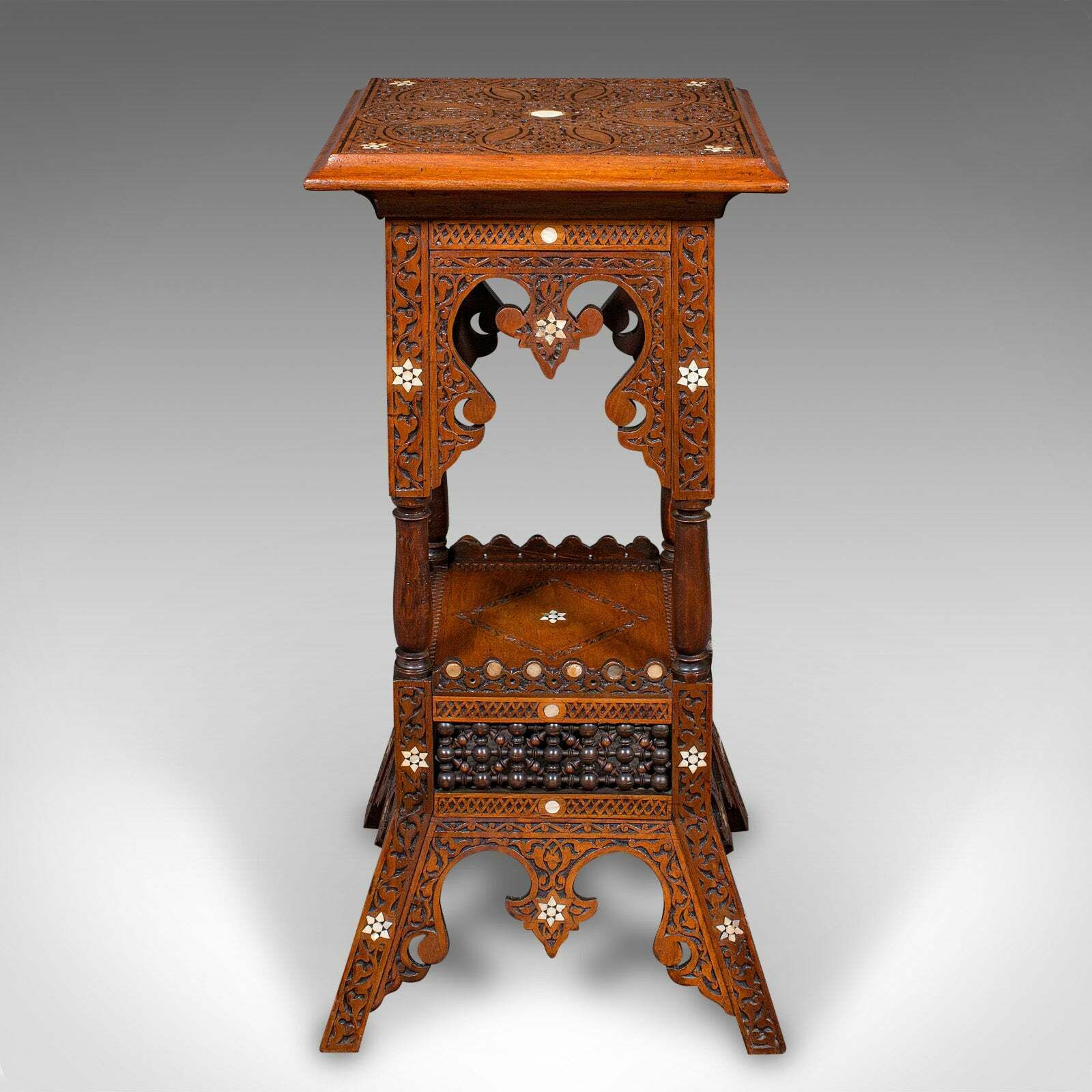 Antique Moorish Jardiniere Stand, Middle Eastern Teak, Planter Podium, Victorian photo 1295.0