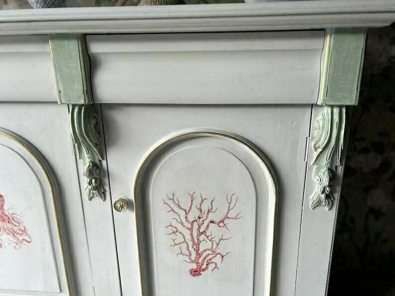 Antique French Grey Sideboard / Long Sideboard/ Painted Upcycled Sideboard photo 1385.0