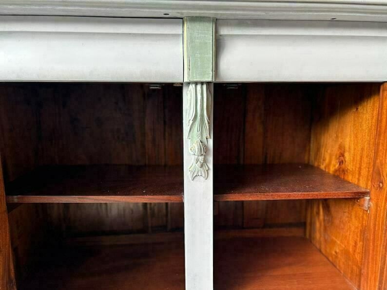 Antique French Grey Sideboard / Long Sideboard/ Painted Upcycled Sideboard photo vinterior