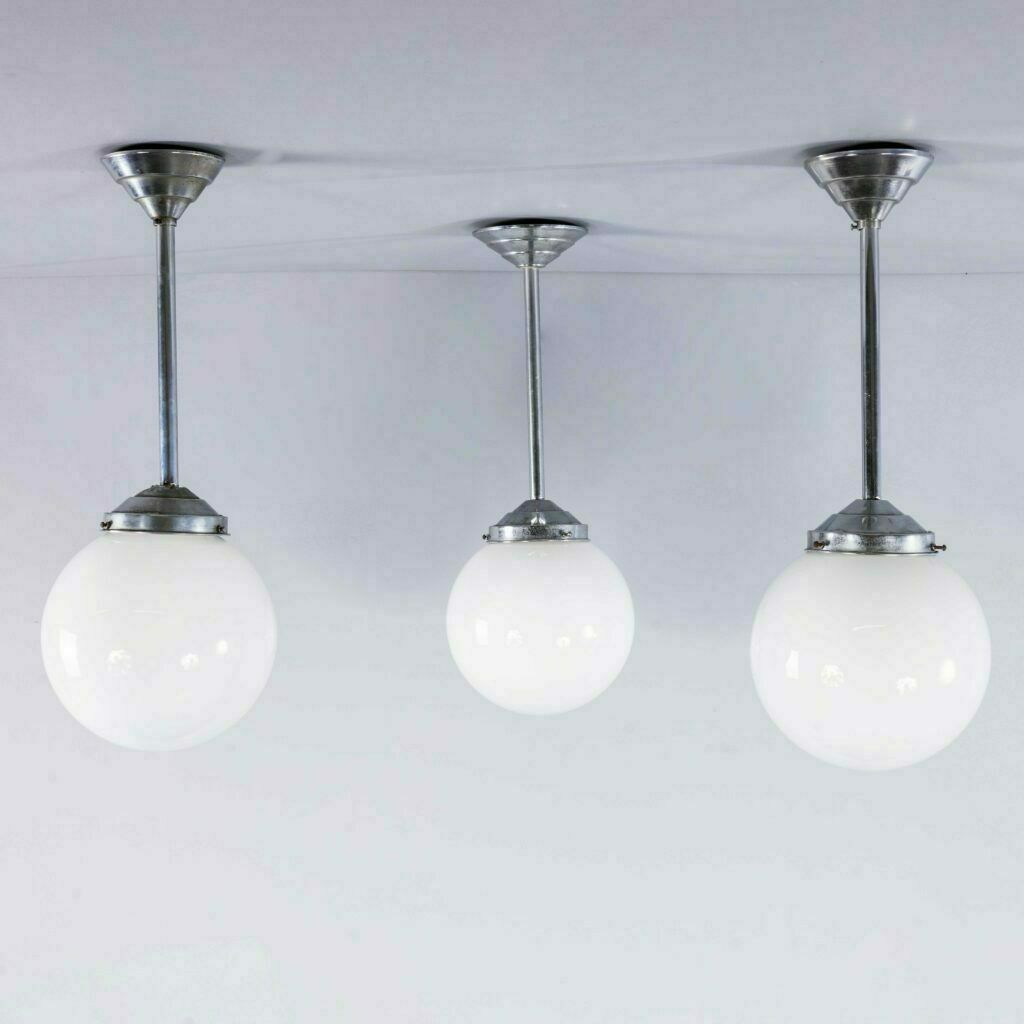 1950’s Original French Tabac Opal Glass Pendant Lamp – Single (958.4)