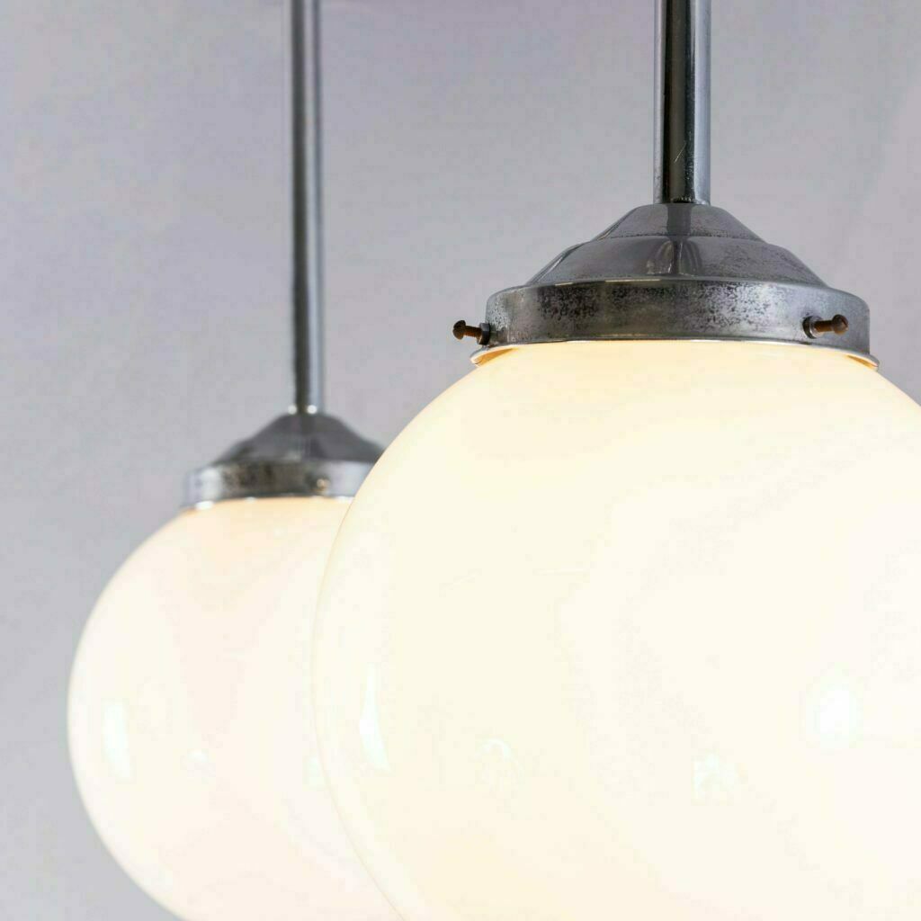 1950’s Original French Tabac Opal Glass Pendant Lamp – Single (958.4) photo 234.0