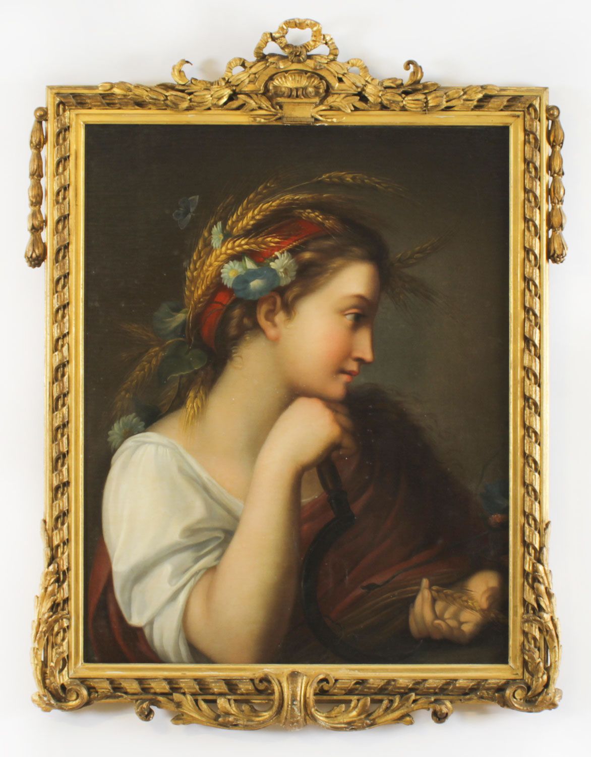 Antique Set Of 4  Oil Paintings Four Seasons By Guiseppe Mazzolini  19th C photo for sale